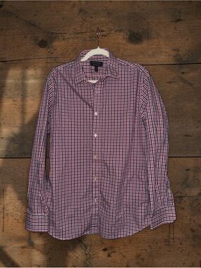 Banana Republic Men's Red & Blue Check Button-Down Shirt
